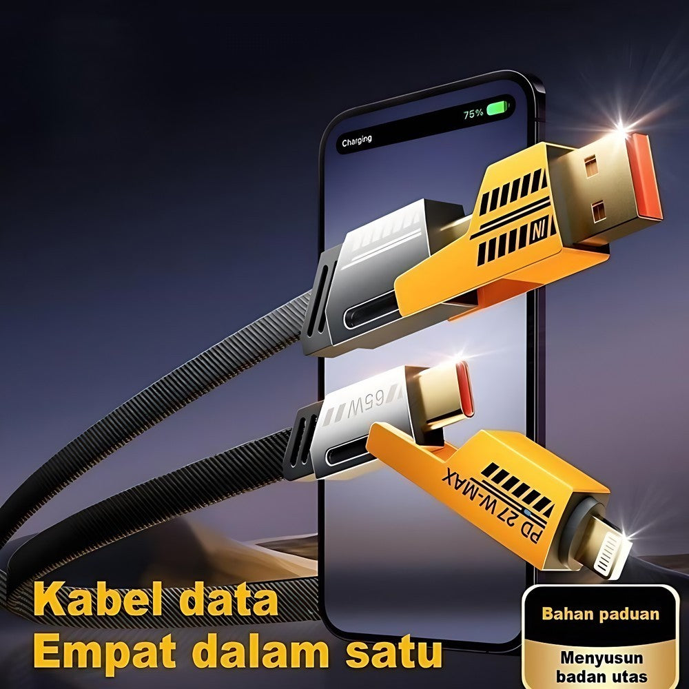 PowerLink™ 4-in-1 Fast Charging Cable | 65W PD & Durable Braided Cord