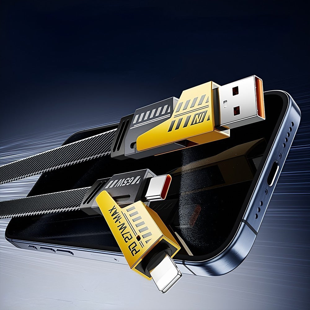 PowerLink™ 4-in-1 Fast Charging Cable | 65W PD & Durable Braided Cord