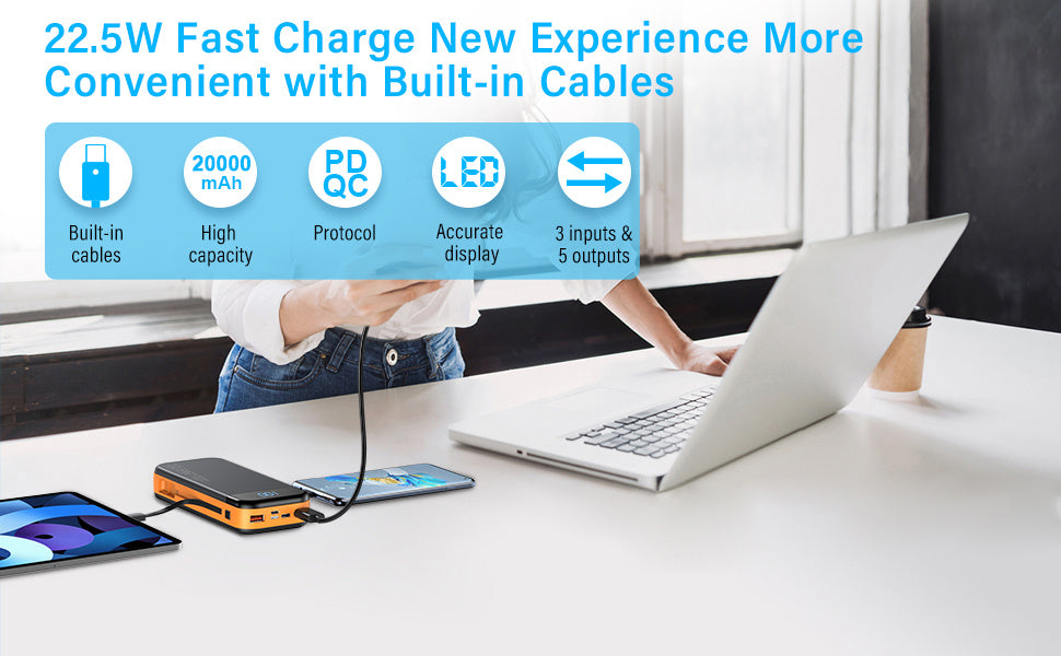 VoltMax™ Power Bank | Super Fast Charging with Dual Cables & Digital Display