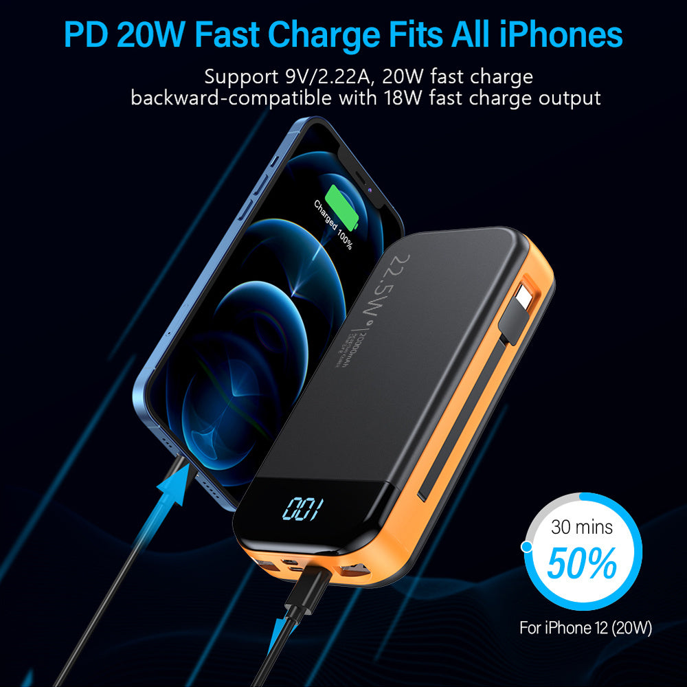 VoltMax™ Power Bank | Super Fast Charging with Dual Cables & Digital Display
