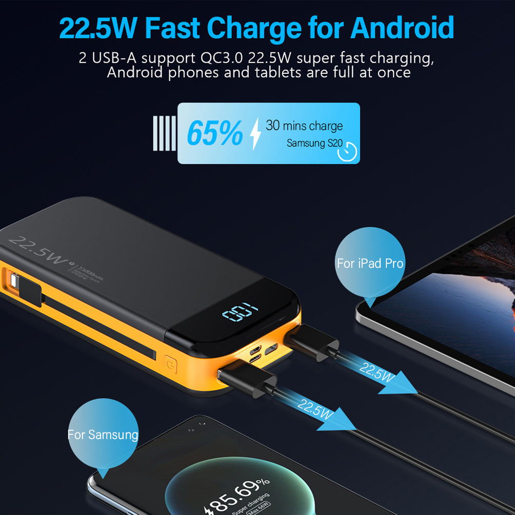 VoltMax™ Power Bank | Super Fast Charging with Dual Cables & Digital Display